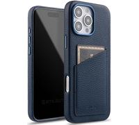 StilGut Cover compatibile con iPhone 16 Pro custodia Portafoglio con Slot per Carte in pelle - Blu