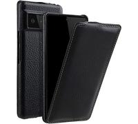 StilGut Custodia compatibile con Google Pixel 6 Pro, con aletta laterale e chiusura a clip, in vera pelle, colore: Nero
