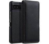 StilGut custodia compatibile con Google Pixel 6a, cover a libro con chiusura clip, apribile, cover in pelle - nero