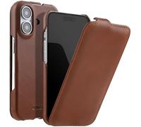 StilGut UltraSlim adatto a iPhone 16 Plus custodia - iPhone 16 Plus flip case in pelle compatible con MagSafe, custodia verticale con clip - Cognac