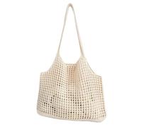 Stili alla moda Borsa a tracolla con scava fuori Crochet Knit Design Borse da spiaggia Grande borsa per le donne di modo borsa a maglia delle donne, Beige, One Size
