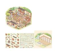 Stili Cinesi Paesaggio Adesivo Decorativo Gatti Decorativo Capanne Scrapbook Scene Per La Scena Della Decorazione Del Diario Paesaggistica In Stile Paesaggio Gatti Capanna