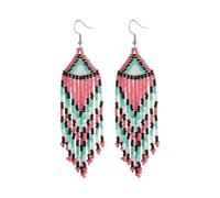 Stili etnici Orecchini con nappe con perline Orecchini floreali vintage Accessori Gioielli fatti a mano leggeri per le donne Accessori per perline vetro pronti per festival