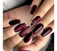 Stili francesi premere sulle unghie con fiori e strisce finte acriliche artificiali bastone su manicure 24pcs rapida applicazione unghie