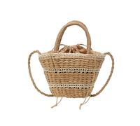 Stili Retrò Sacca Per Secchio In Paglia Investita A Mano Donne Borse Da Viaggio Tra Spalla Uscite Casuali