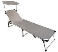 Stiliac Sedia sdraio da giardino prendisole pieghevole relax con tettuccio in alluminio, trasportabile grazie a 2 maniglie, BEIGE