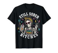 Still Sober Bitches Messy Bun Drinking Coffee Skeleton Maglietta con Stampa Grafica Economica, Uomo, Nero, L
