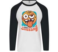 Still Sorridente Divertente Emoji Exhausted Stanco Uomo L/S Baseball T-Shirt