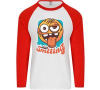 Still Sorridente Divertente Emoji Exhausted Stanco Uomo L/S Baseball T-Shirt