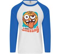 Still Sorridente Divertente Emoji Exhausted Stanco Uomo L/S Baseball T-Shirt