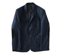 Stillluxury Giacca da uomo marrone con toppa a gomito in tweed blazer sportivo monopetto con risvolto dentellato giacca vintage per gli uomini, Z Herringbone Navy, XXL