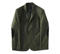 Stillluxury Giacca da uomo marrone con toppa a gomito in tweed blazer sportivo monopetto con risvolto dentellato giacca vintage per gli uomini, 4XL