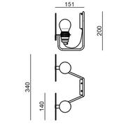 Stilnovo Bugia applique a LED 2 luci rosso 9695