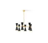 Stilnovo Megafono Lampadario 12 Oro/ Nero/Avorio