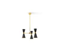 Stilnovo Megafono Lampadario 6 Oro/ Nero/Avorio