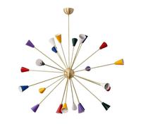 Stilnovo Stile 24 Luce Metà Secolo IN Ottone Spazzolato Sputnik Luce Lampadario