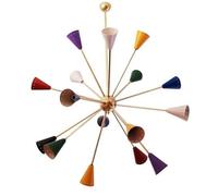 STILNOVOLIGHT Lampadario multicolore in ottone Sputnik della metà del secolo Stilnovo Luci 16 bracci