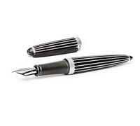 DIPLOMAT Penna stilografica Aero Stripes nero, penna stilografica con pennino in acciaio inox M e convertitore, penna stilografica vintage, D40318025