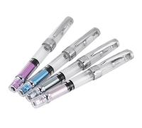 Stilografica Pistone Calligrafia in Acciaio Inossidabile Trasparenti 4pcs Penne Stilografiche a 4 Colori, Penna per le Feste e il Compleanno