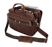 STILORD "Alexander" Borsa da lavoro in pelle uomo donna Grande borsa porta documenti e PC Ventiquattrore da ufficio Cartella per la scuola borsa a tracolla Colore:cognac marrone scuro