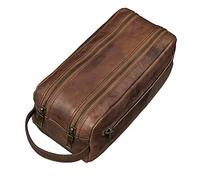 STILORD Beauty Case Uomo in Pelle Borsetta da viaggio Astuccio Trousse da bagno e palestra Borsa da Toilette con manico vintage cuoio, marrone cognac