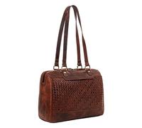 STILORD 'Cosmea' Borsa a Tracolla da Donna Grande Borsetta in Pelle Intrecciata Vintage Business Bag Shopper Elegante Tote Hobo Bag Borse Lavoro Donne, Colore:porto - cognac