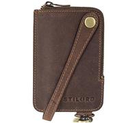 STILORD 'Eamon' Portachiavi in Pelle con Moschettone Astuccio Porta Chiavi Piccolo Portachiavi Chiuso con Cerniera Organizzatore Chiavi Vintage in Vera Pelle, Colore:veleta - marrone