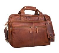 STILORD 'Explorer' Borsa Insegnante in Pelle Uomo Donna - Grande Cartella Vintage in Vera Pelle con Tracolla, Divisori & Scomparto PC - Borsa da Lavoro, Colore:cognac-marrone