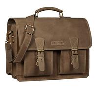 STILORD 'Jeffrey' Cartella Pelle Vera - Borsa Ventiquattrore Vintage - Borsa Porta Pc Portadocumenti Uomo & Donna - Borsa Tracolla per PC 15,6 Pollici con Attacco Trolley, Colore:seppia - marrone