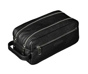 STILORD "Kurt" Beauty Case Uomo Pelle Borsetta da viaggio Toiletry Trousse da bagno e palestra Borsa da Toilette con manico vintage cuoio Colore:nero