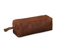 STILORD 'Linus' Astuccio in pelle grande Portapenne Portamatite Portatrucco vintage per Università Scuola e Ufficio Uomo Donna, Colore:cognac-marrone