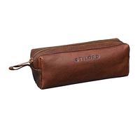 STILORD 'Linus' Astuccio in pelle grande Portapenne Portamatite Portatrucco vintage per Università Scuola e Ufficio Uomo Donna, Colore:maraska - marrone