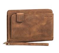STILORD 'Momo' Piccolo organizer in pelle DIN A6 cartella portadocumenti vintage portafoglio uomo borsetta frizione donna uomo organizzatore per carte EC, Colore:seppia - marrone