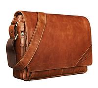 STILORD "Nick" Borsa messenger uomo donna in pelle stile Vintage Tracolla in vero cuoio Portadocumenti per PC, A4 per università ufficio e lavoro Colore:cognac lucente
