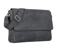 STILORD 'Oskar' Borsa a Tracolla in Pelle Uomo Donna - Messenger Bag Vintage in Vera Pelle - Borsa Lavoro e Università per Laptop 15 Pollici e Documenti A4 Vero Cuoio, Colore:carbon - grigio