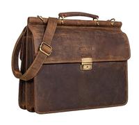 STILORD "Stephan" Borsa Porta Documenti Vintage Ventiquattrore Pelle Uomo Donna da Ufficio Grande Borsa da Lavoro Porta PC 16 Pollici in Cuoio Genuino Colore:marrone medio