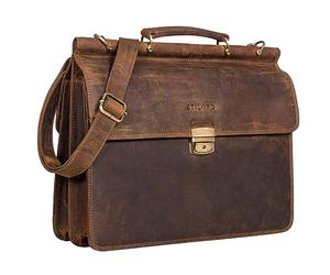 STILORD "Stephan" Borsa Porta Documenti Vintage Ventiquattrore Pelle Uomo Donna da Ufficio Grande Borsa da Lavoro Porta PC 16 Pollici in Cuoio Genuino Colore:marrone medio
