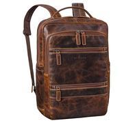 STILORD 'Torben' Zaino computer portatile 15-16 pollici - Zaino Pelle Vera con molti scomparti - Come zaino lavoro elegante uomo e donna con sistema di aggancio al trolley, Colore:luino - marrone
