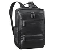 STILORD 'Torben'Zaino computer portatile 15-16 pollici - Pelle vera con molti scomparti - Elegante per lavoro uomo e donna con sistema di aggancio al trolley, Colore: nero