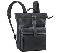 STILORD Zaino Rolltop Pelle Vera Grande per Donna e Uomo - Scomparto Laptop 16-17 Pollici - Zaino Porta PC - Bagaglio a Mano da Bici, Colore: Nero
