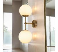 Stilosa Applique MUSA In Ottone Vetro Sfera In Bronzo Chiaro Bianco