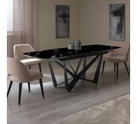 STILPROJECTSTORE - Tavolo da Pranzo Effetto Marmo nero con Gambe Incrociate Nere - Modello Xilo 160x90 cm - Design Moderno, Piano Resistente