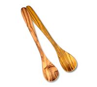 Stilux® Set di 2 cucchiaini piccoli in legno d'ulivo, 14 cm, cucchiaini di alta qualità, cucchiaini da caffè, cucchiai da dessert, cucchiai per miele, spezie sale