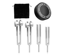 Stimmgabel Set AA75 - Set di diapason for chakra for la guarigione, inclusi 128 Hz, 136,1, 256 e 384 con attivatore a disco da hockey, terapia del suono