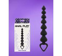 Stimolatore anale Progressivo a cuore nero 21,5 cm a cuori perle anali silicone