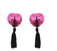 Stimolatore Del Seno, Copricapezzoli Pasta Per Il Cuscinetti Per Capezzoli Per Donne Per Autoadesivi Con Paillettes, Riutilizzabili Petalo Per(Pink and black)