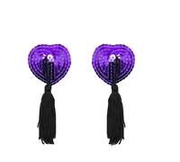 Stimolatore Del Seno, Copricapezzoli Pasta Per Il Cuscinetti Per Capezzoli Per Donne Per Autoadesivi Con Paillettes, Riutilizzabili Petalo Per(Purple and black)