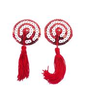 Stimolatore Del Seno, Copricapezzoli Pasta Per Il Cuscinetti Per Capezzoli Per Donne Per Autoadesivi Con Paillettes, Riutilizzabili Petalo Per(Red and white)