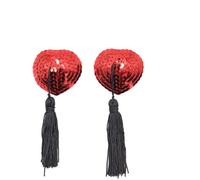Stimolatore Del Seno, Copricapezzoli Pasta Per Il Cuscinetti Per Capezzoli Per Donne Per Autoadesivi Con Paillettes, Riutilizzabili Petalo Per(Red and black)
