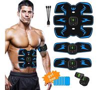 Stimolatore elettrico per addominali con 10 cuscinetti in gel, ricaricabile tramite USB, toner per muscoli addominali EMS, brucia grassi, attrezzo per allenamento fitness per addome/braccia/gambe,